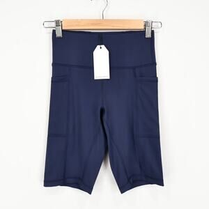 Universal Standard Knockout Active Bike Shorts Navy Blue 4XS 0/00 NWT
